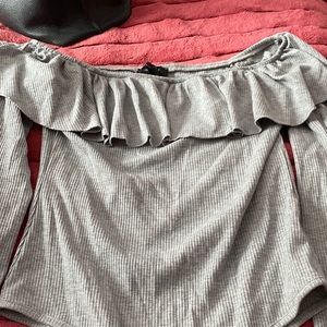 Grey Ruffled Body suit